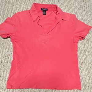 B Moss women’s pink stretch short sleeve collared polo top size L